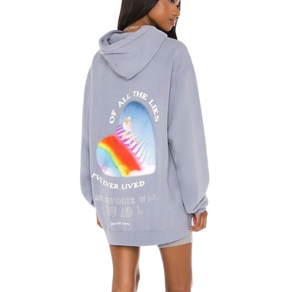 Boys Lie "Of All The Lies" Cherub Graphic Hoodie Oversized Blue One Size